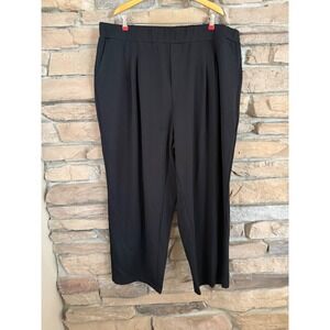 BloomChic Womens Plus Size 26 Black Pleated Wide Leg Trousers Elastic Waist NEW